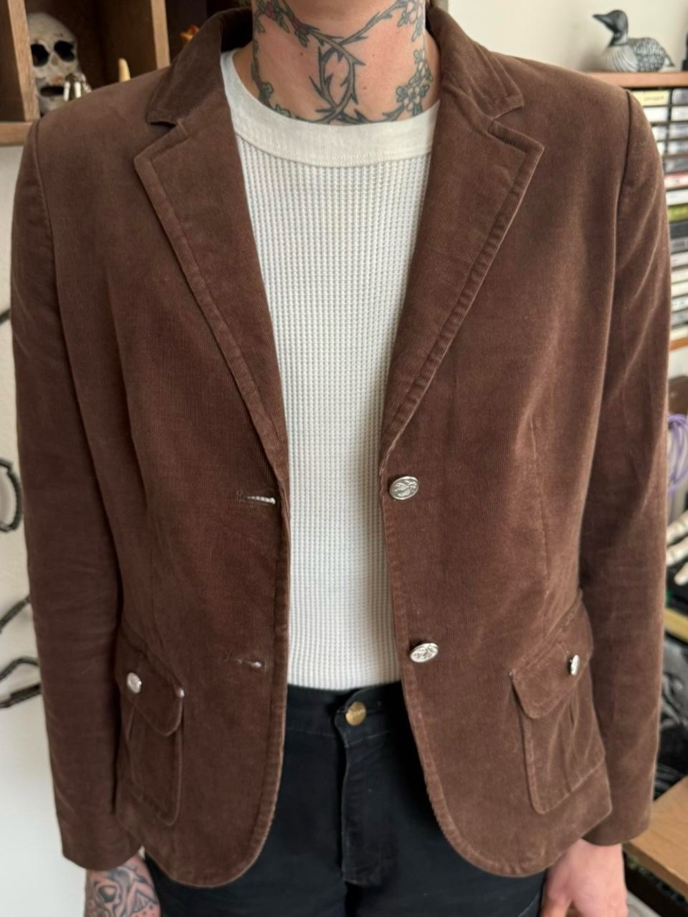 Vintage 90s Brooks Brothers Brown Corduroy Blazer ~ Size Medium
